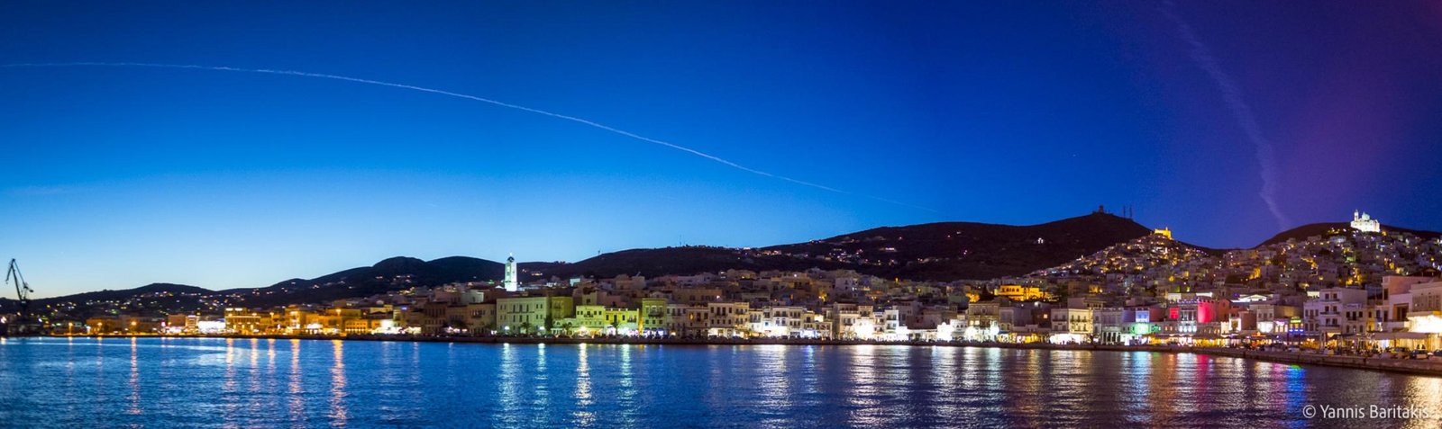 The island of Syros at night